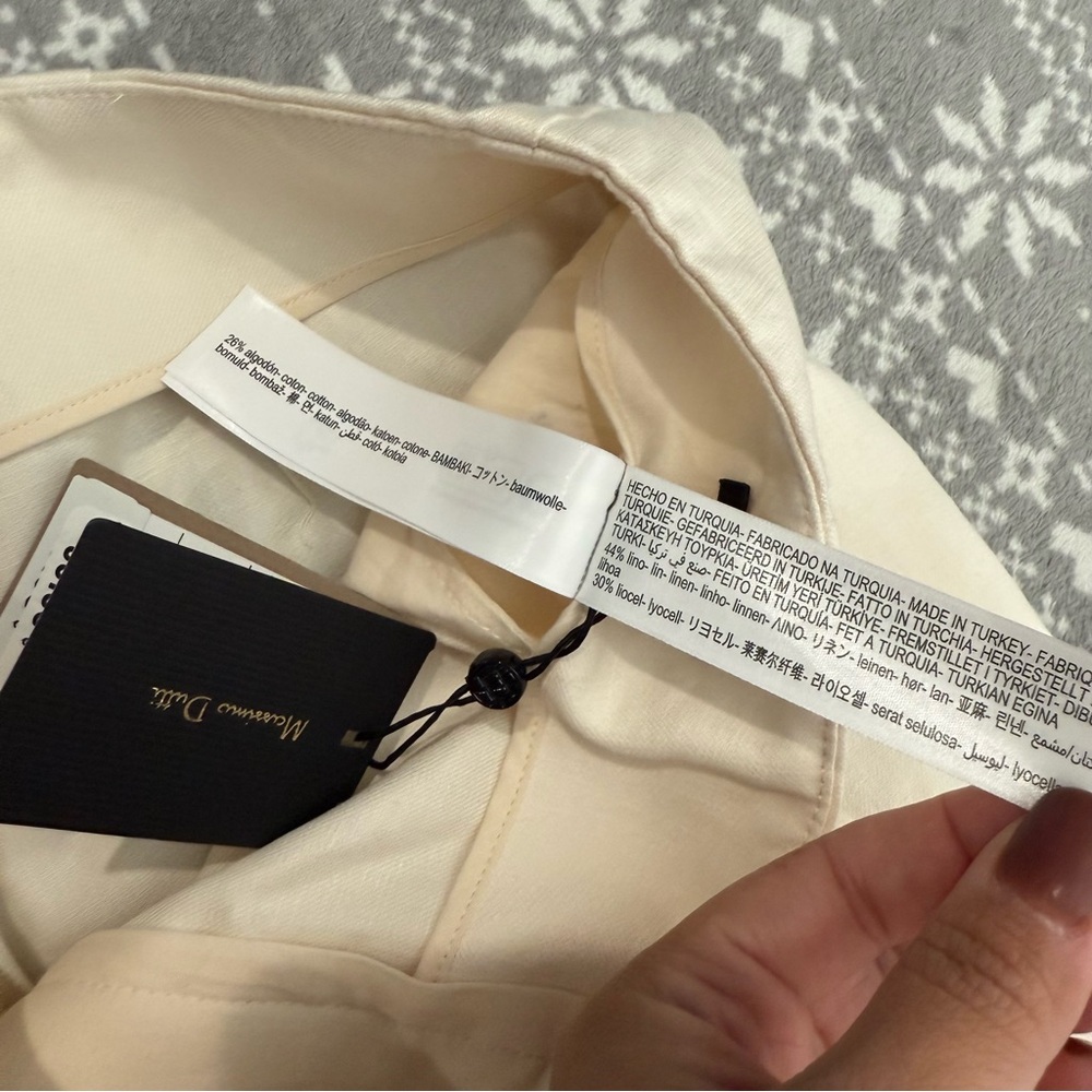 NWT Massimo‎ Dutti Darted Linen Blend Trousers In Cream Size 2 - Picture 9 of 13